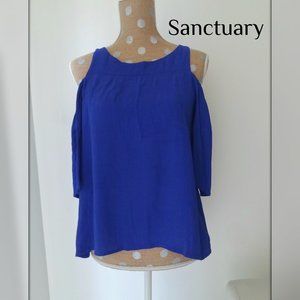 Sanctuary Cold Shoulder Royal Blue Blouse Small